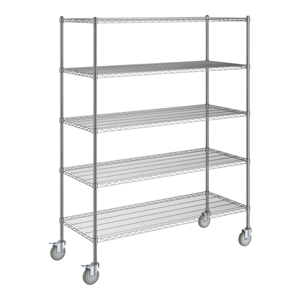 Steelton 24" x 60" NSF Chrome 5-Shelf Kit with 72" Posts and Casters