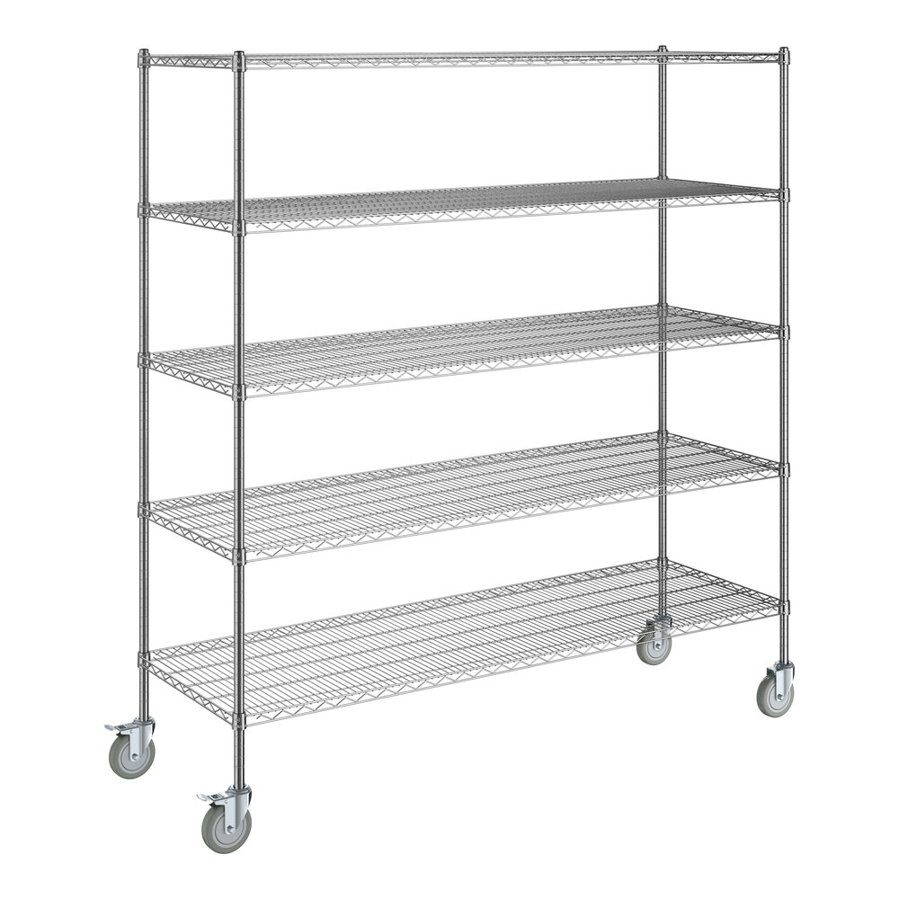 Steelton 24" x 72" NSF Chrome 5-Shelf Kit with 72" Posts and Casters