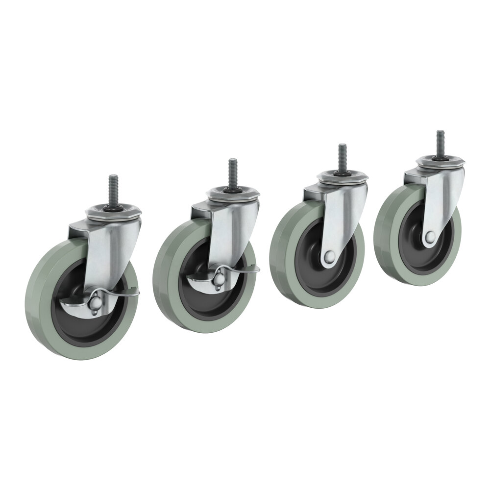 Steelton 4" Poly Casters - 2 with Brakes - 4/Set