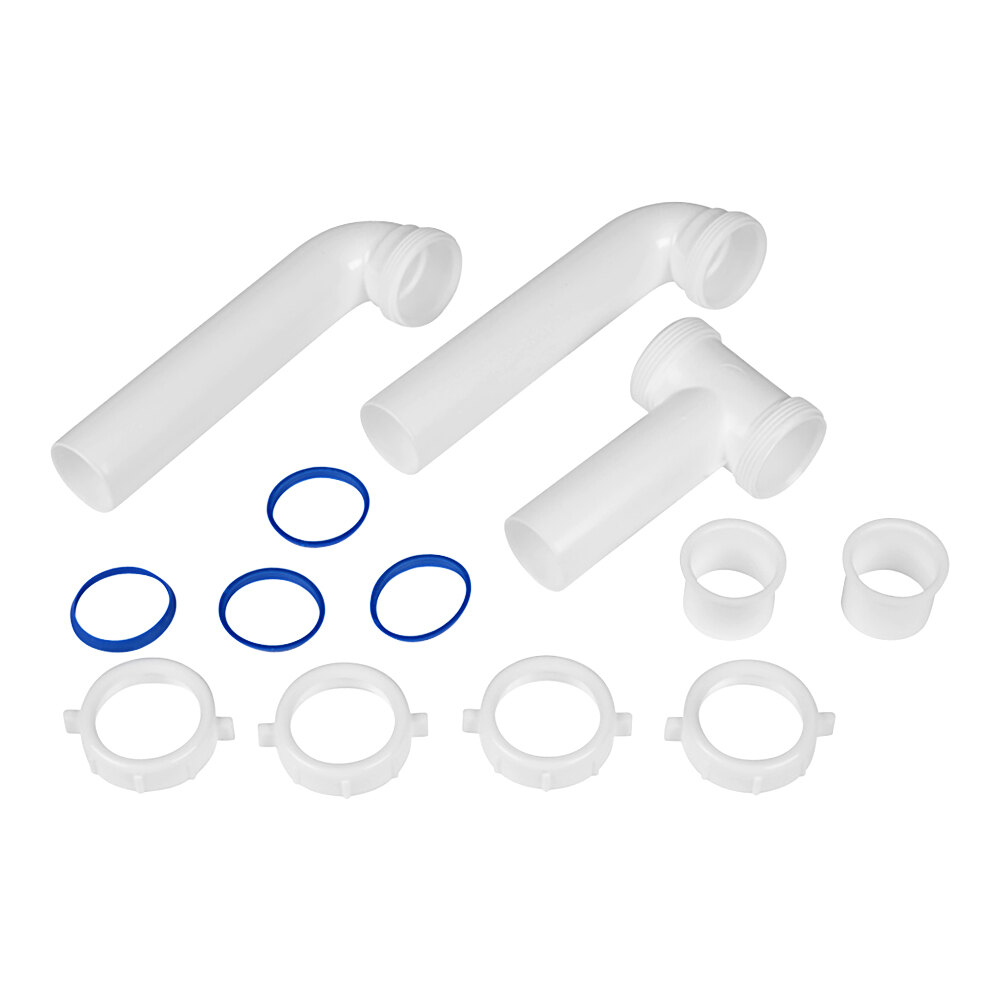 Dearborn by Oatey P9123ABG 1 1/2" x 16" White Plastic Center Outlet Waste Connection Kit with Slip Joints and Hi-Line Flanged Adapters