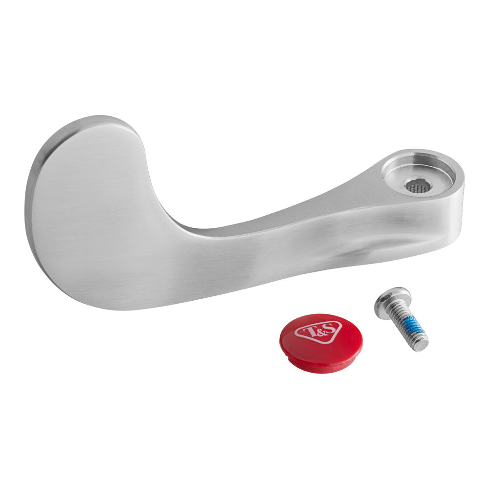 Eversteel by T&S S-WH4H-NS 4" Stainless Steel Wrist Action Handle with Red Index and Screw