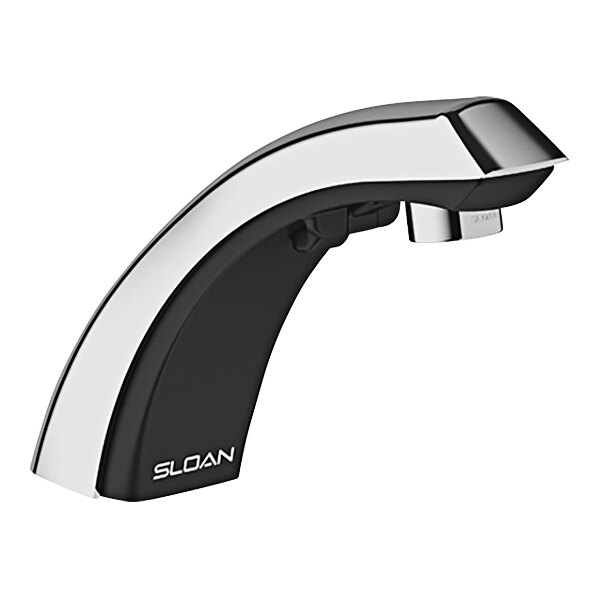 Sloan Optima 3365320BT Hardwired Deck Mount Sensor Faucet with 0.5 GPM Multi-Laminar Spray, Polished Chrome Finish, 4" Trim Plate, Plug Adapter, and Back-Check Tee Mixer