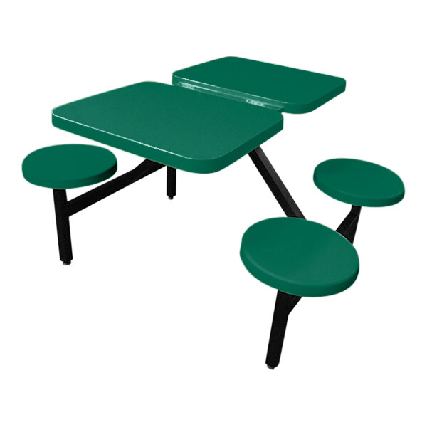Sol-O-Matic 53" x 44" x 28" Hunter Green Fiberglass Double Table with Four Fixed Seats