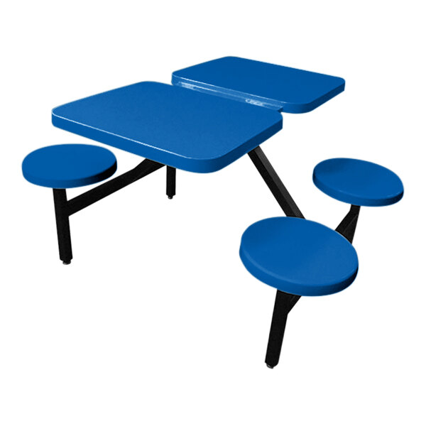 Sol-O-Matic 53" x 44" x 28" Regal Blue Fiberglass Double Table with Four Fixed Seats