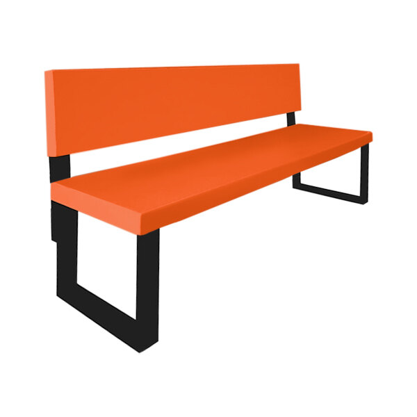 Sol-O-Matic 72" x 20" x 37" Orange Fiberglass Park Bench with Backrest
