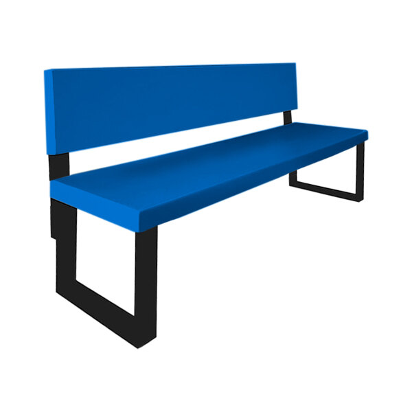 Sol-O-Matic 96" x 20" x 37" Regal Blue Fiberglass Park Bench with Backrest
