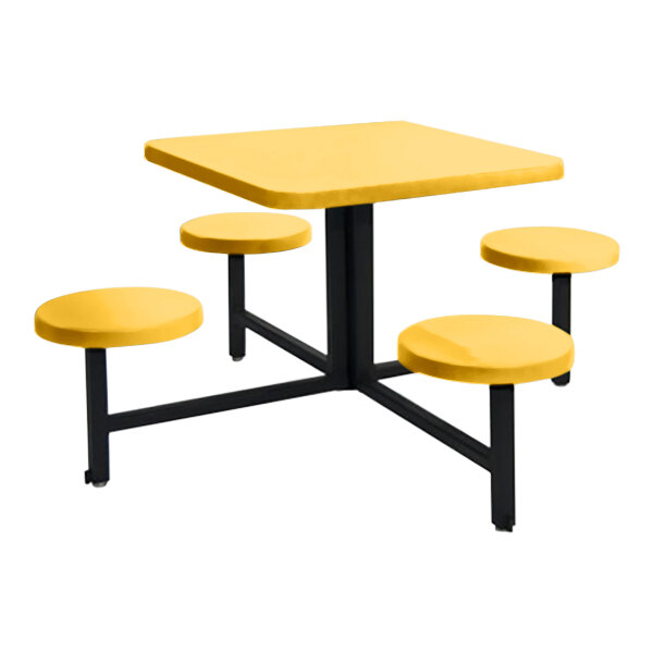 Sol-O-Matic 46" x 46" x 27" Marigold Square Fiberglass Table with Four Fixed Seats