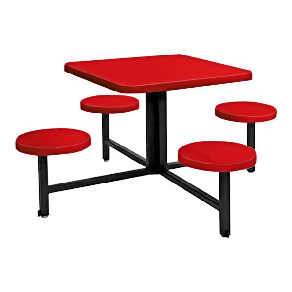 Sol-O-Matic 46" x 46" x 27" Holly Red Square Fiberglass Table with Four Fixed Seats