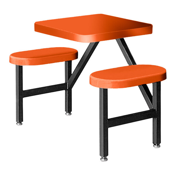 Sol-O-Matic 50" x 22" x 28" Orange Fiberglass Table with Two Fixed Seats