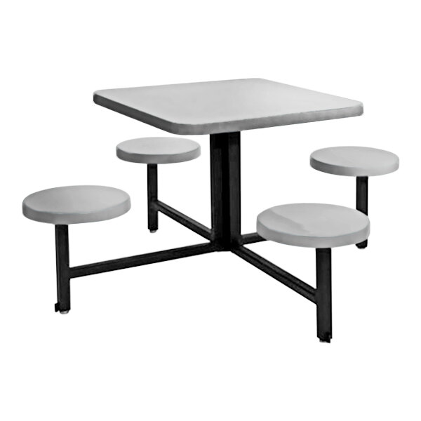 Sol-O-Matic 46" x 46" x 27" Platinum Square Fiberglass Table with Four Fixed Seats