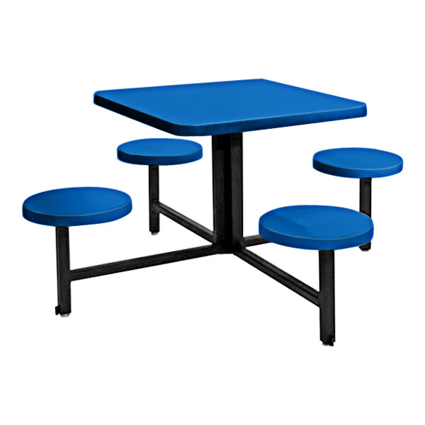 Sol-O-Matic 46" x 46" x 27" Regal Blue Square Fiberglass Table with Four Fixed Seats