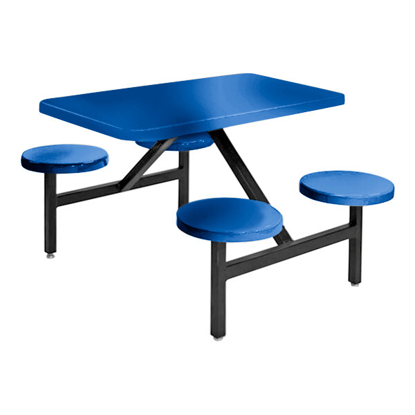 Sol-O-Matic 53" x 44" x 28" Regal Blue Fiberglass Table with Four Fixed Seats