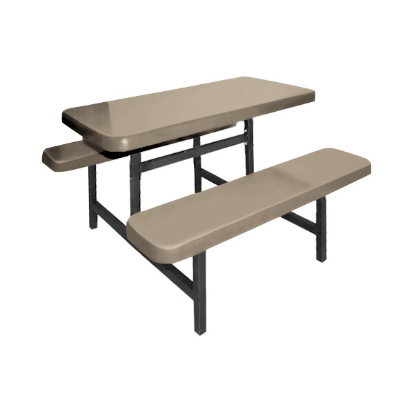 Sol-O-Matic 48" x 48" x 30" Smoke Fiberglass Table with Fixed Bench Seats
