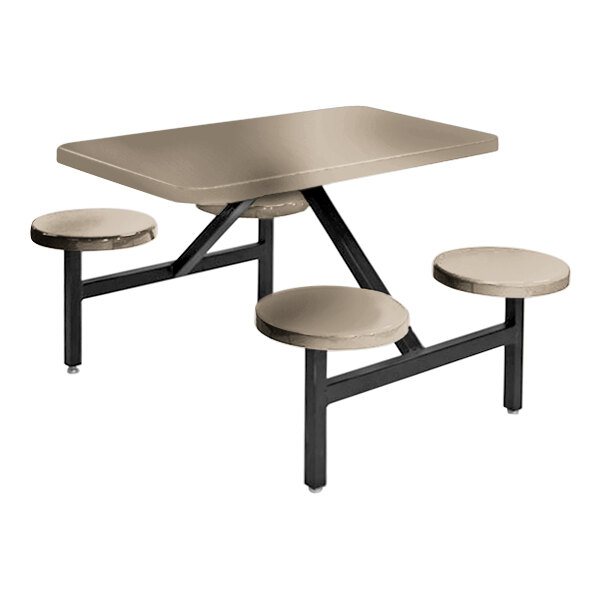 Sol-O-Matic 53" x 44" x 28" Smoke Fiberglass Table with Four Fixed Seats