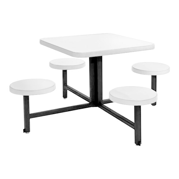 Sol-O-Matic 46" x 46" x 27" White Square Fiberglass Table with Four Fixed Seats