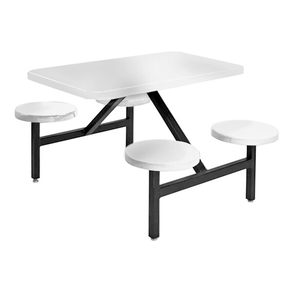 Sol-O-Matic 53" x 44" x 28" White Fiberglass Table with Four Fixed Seats