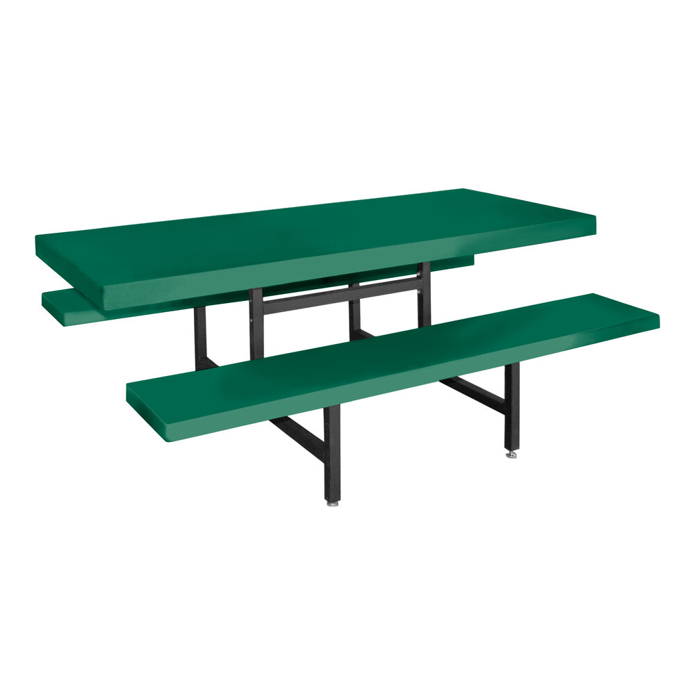 Sol-O-Matic 72" x 60" x 30" Hunter Green Fiberglass Table with Fixed Bench Seats