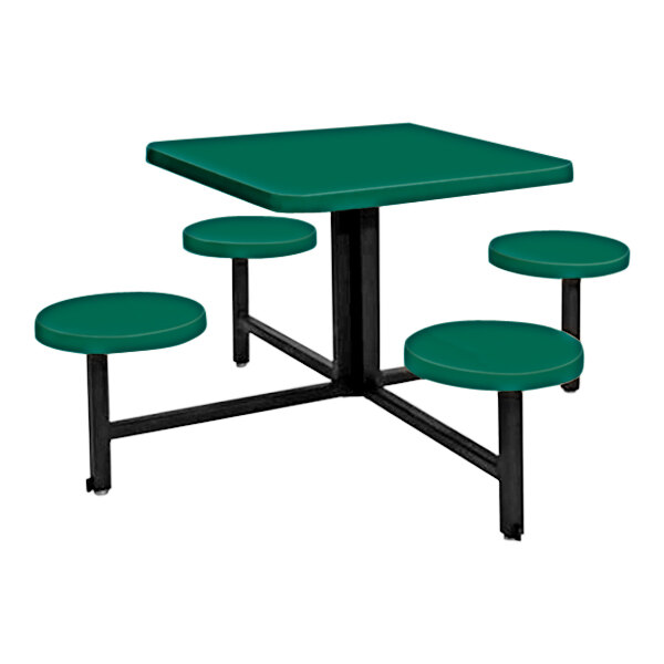 Sol-O-Matic 46" x 46" x 27" Hunter Green Square Fiberglass Table with Four Fixed Seats