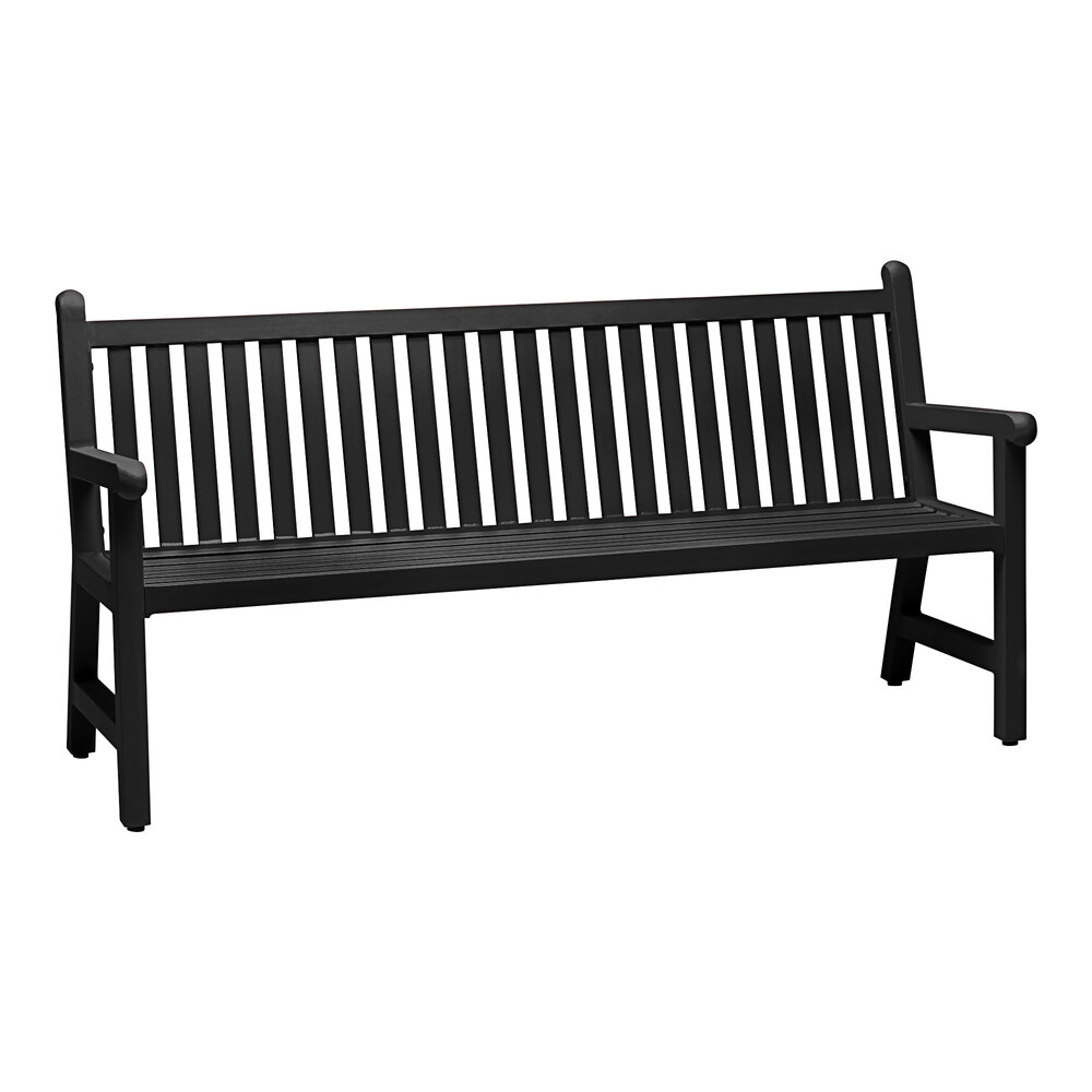 Wabash Valley YO1113C Yorktown 72" x 25 3/8" Vertical Slat Straight Back Portable / Surface-Mount Powder Coated Aluminum Outdoor Bench with Arms