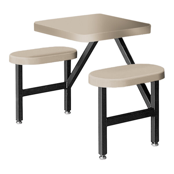 Sol-O-Matic 50" x 22" x 28" Smoke Fiberglass Table with Two Fixed Seats