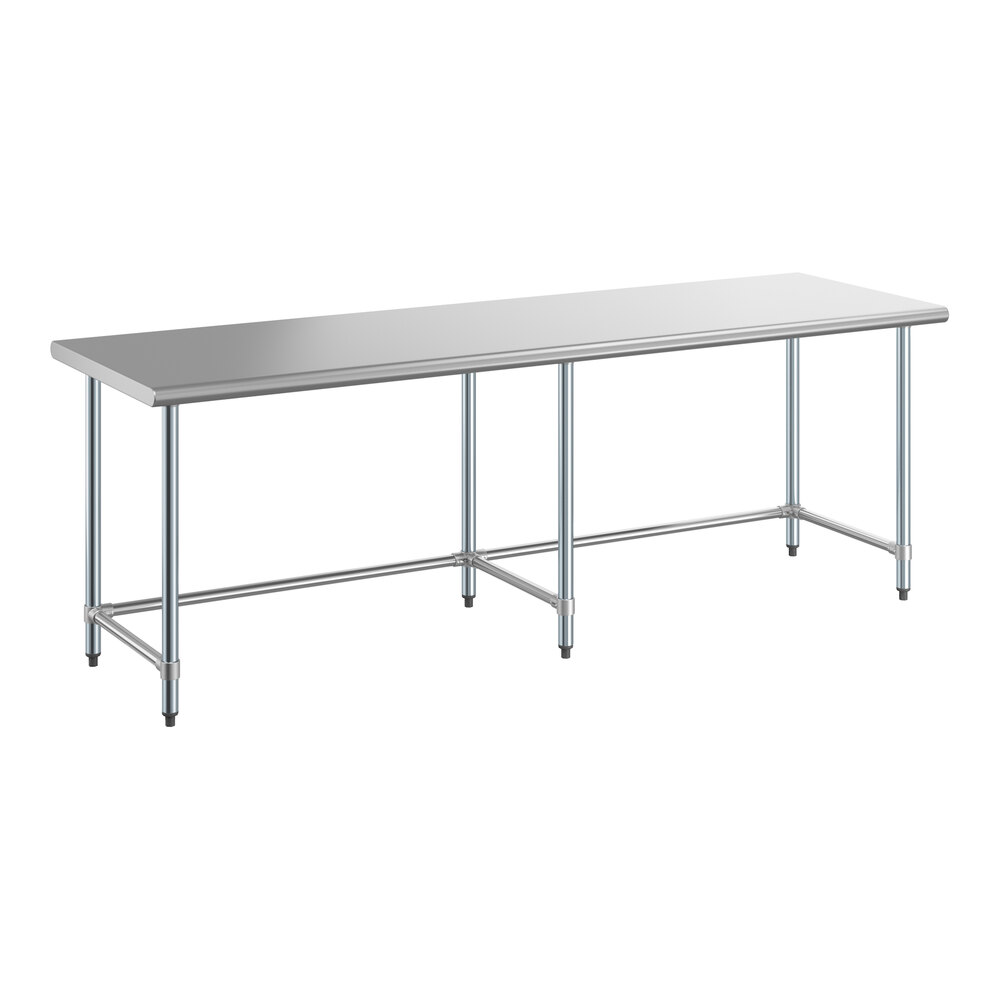 Steelton 30" x 96" 18-Gauge 430 Stainless Steel Open Base Work Table