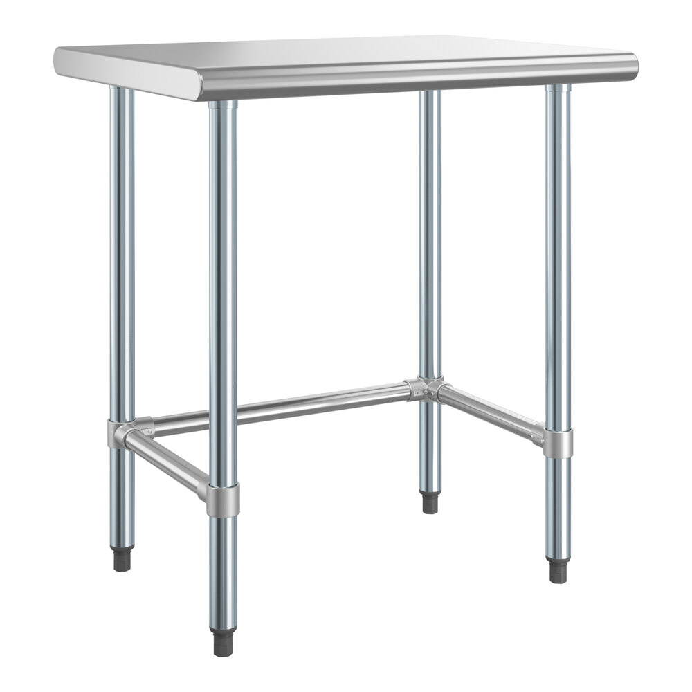 Steelton 24" x 30" 18-Gauge 430 Stainless Steel Open Base Work Table