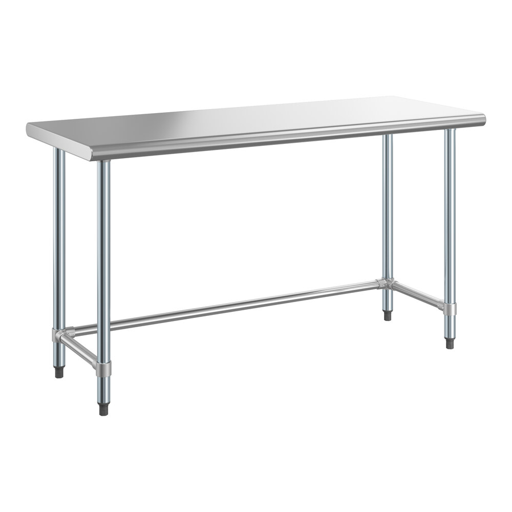 Steelton 24" x 60" 18-Gauge 430 Stainless Steel Open Base Work Table