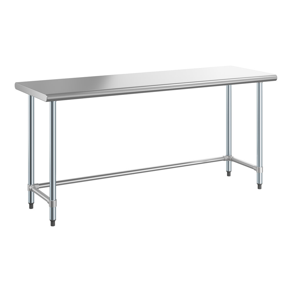 Steelton 24" x 72" 18-Gauge 430 Stainless Steel Open Base Work Table