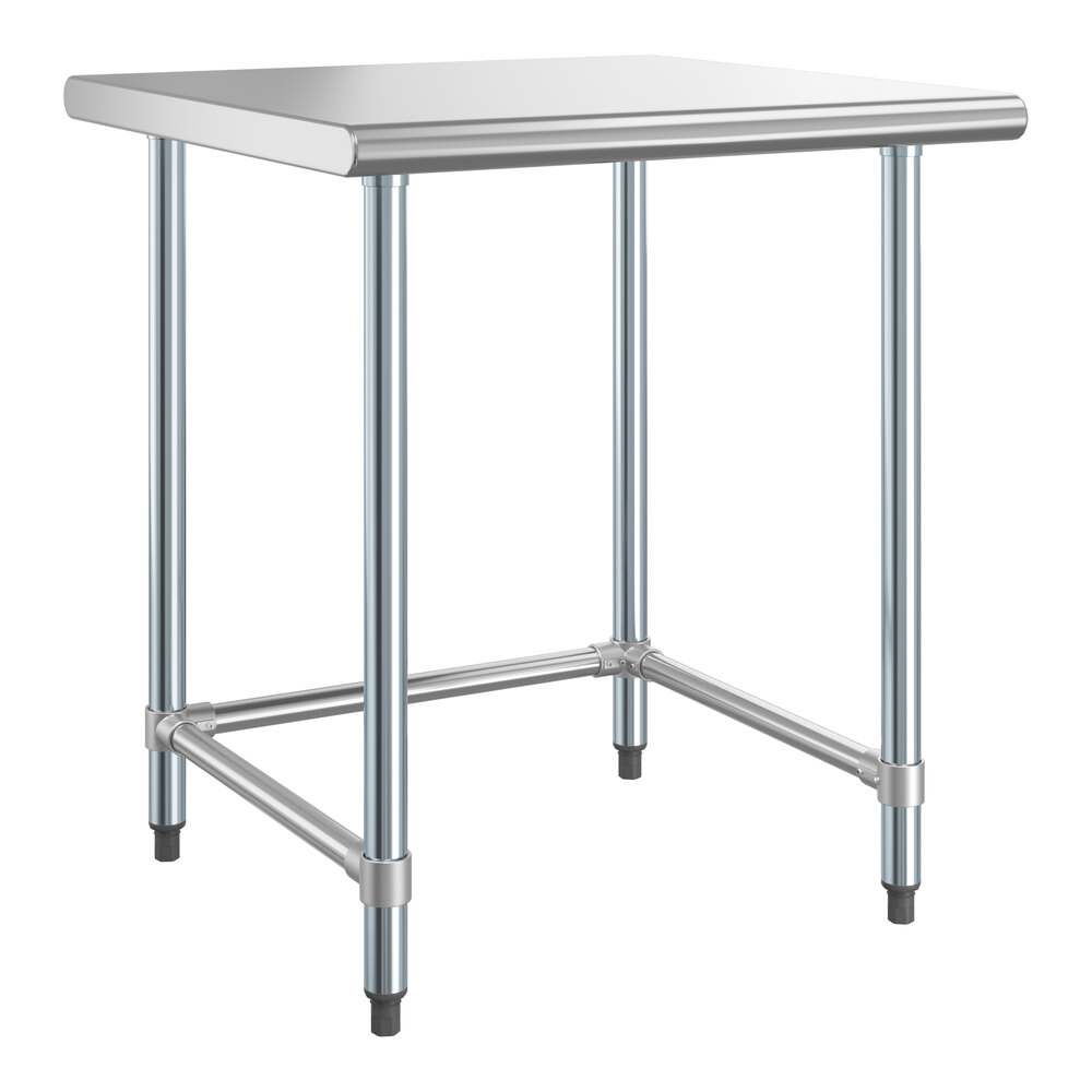 Steelton 30" x 30" 18-Gauge 430 Stainless Steel Open Base Work Table