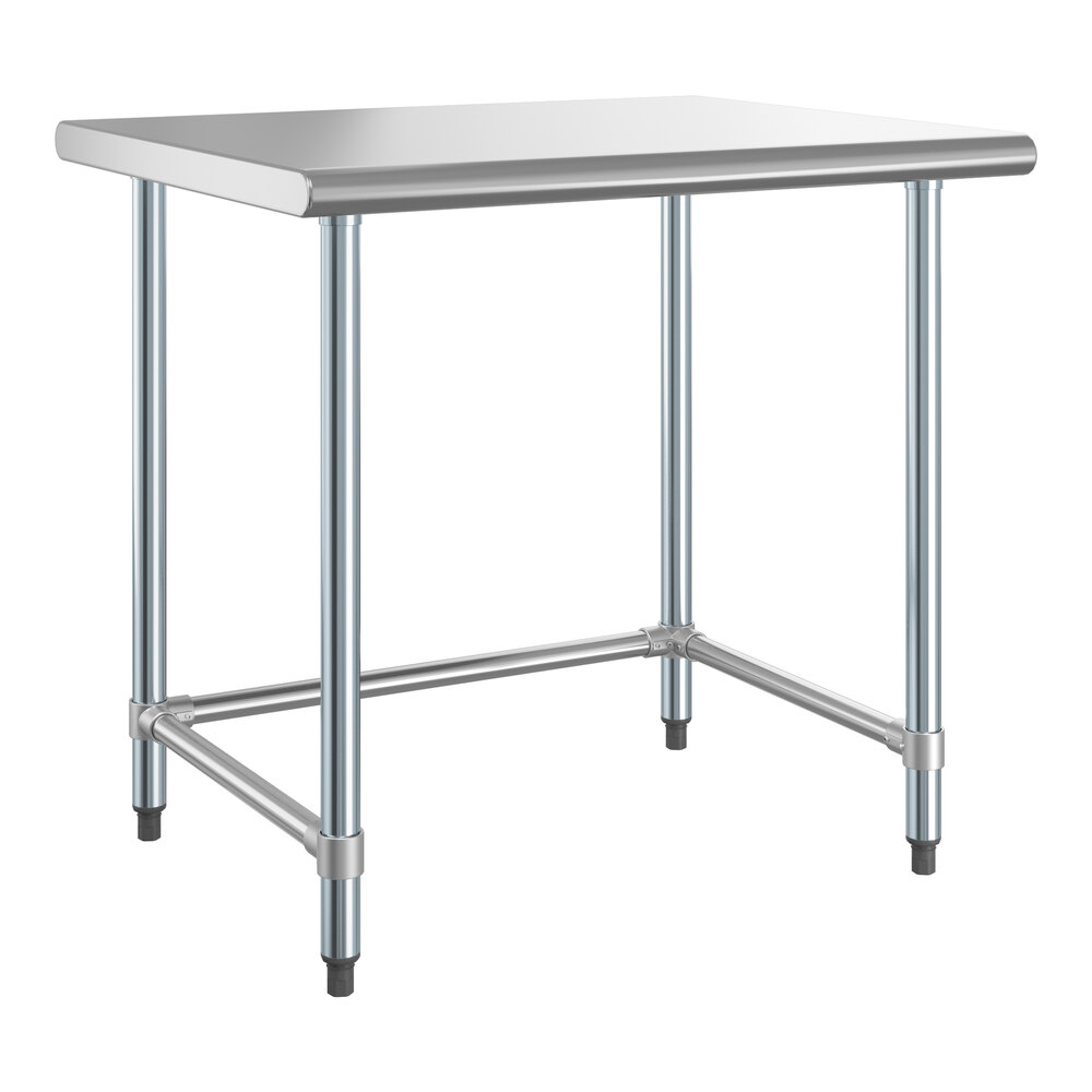 Steelton 30" x 36" 18-Gauge 430 Stainless Steel Open Base Work Table