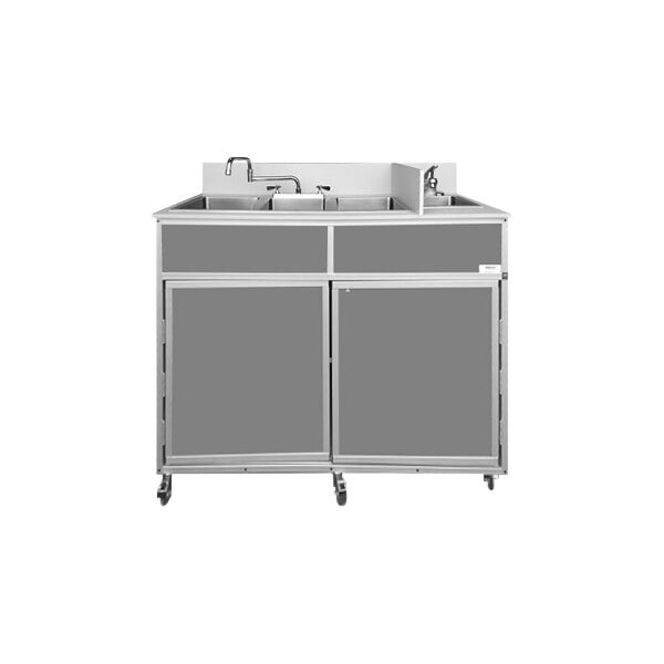 Monsam NS-004-GRAY Gray Four Basin Portable Self-Contained Sink
