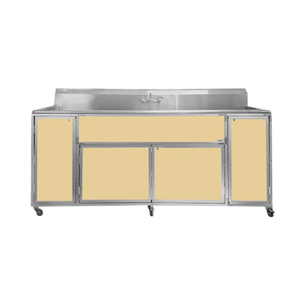 Monsam PSE-2004LA-MAPLE Maple Four Deep Basin Portable Commercial Sink with 2 Drain Boards