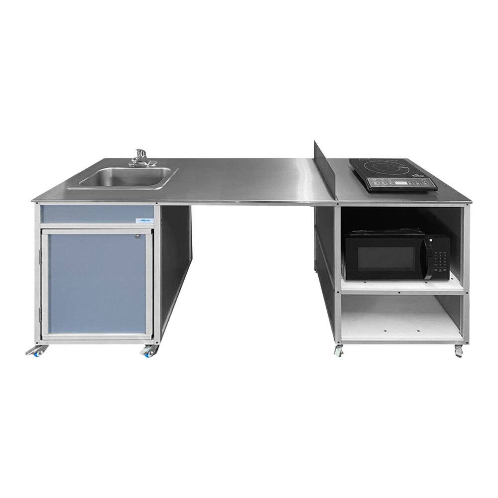 Monsam PK-2020-GRAY Gray Wheelchair Accessible Portable Kitchen with Self-Contained Sink