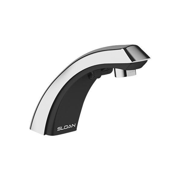 Sloan 3365315BT Optima Polished Chrome Hardwired Deck Mount Sensor Faucet with 0.5 GPM Multi-Laminar Spray, 4" Trim Plate, and Transformer Box