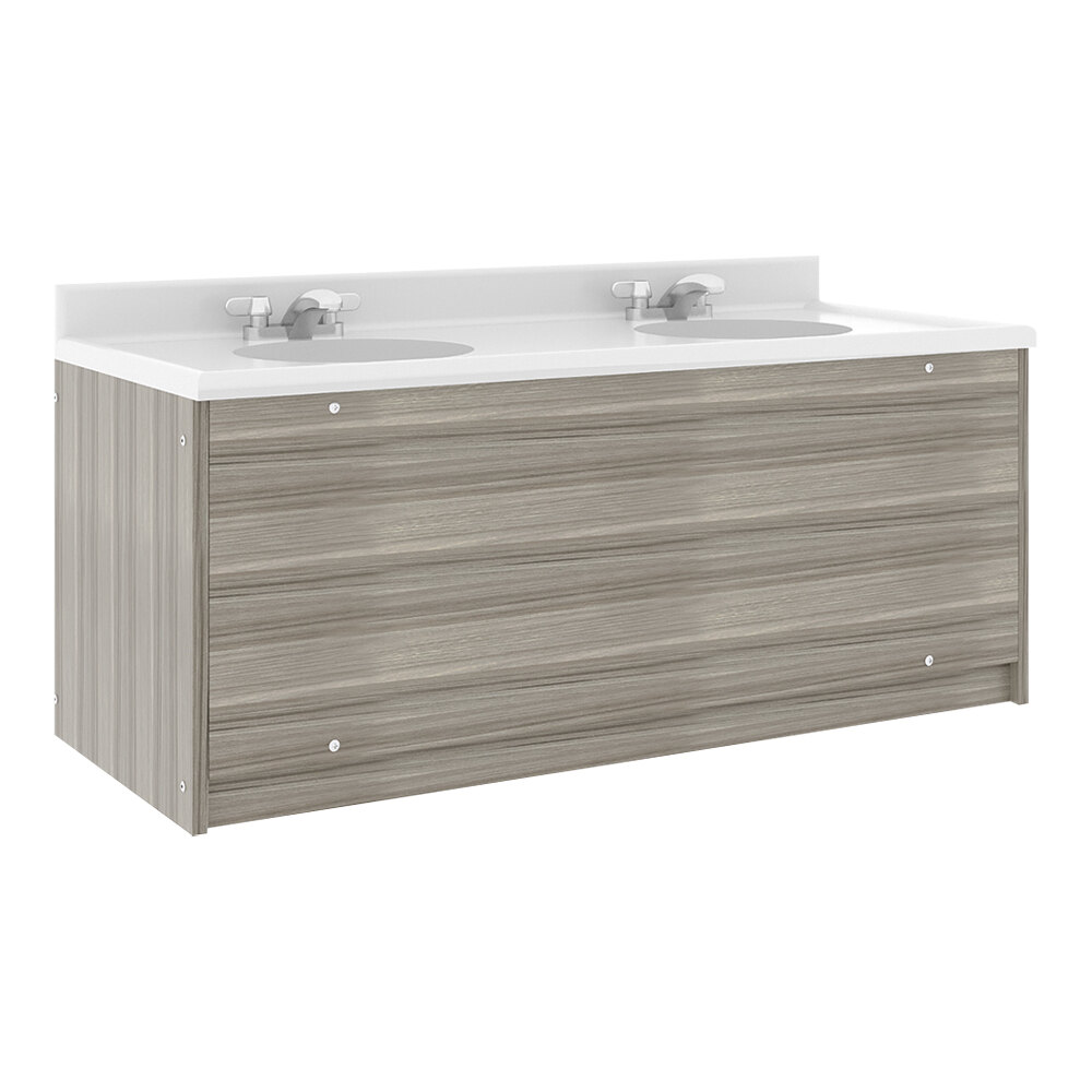 Tot Mate TM8352R.S3322 Shadow Elm Double Laminate Floor Vanity - 49" x 21" x 21 1/2"; Unassembled