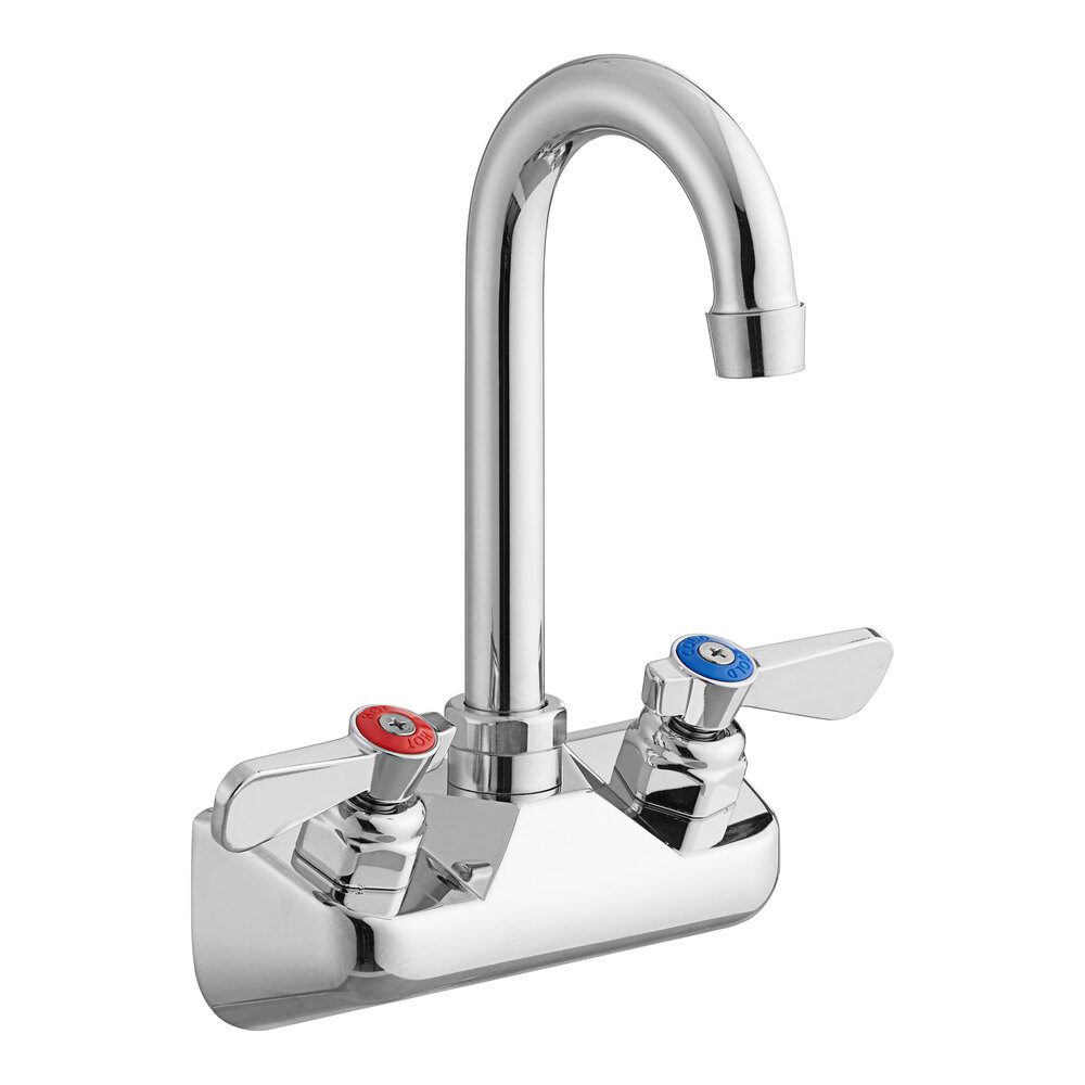 Regency Wall Mount Sink Faucet with 3 1/2" Swivel Gooseneck Spout and 4" Centers