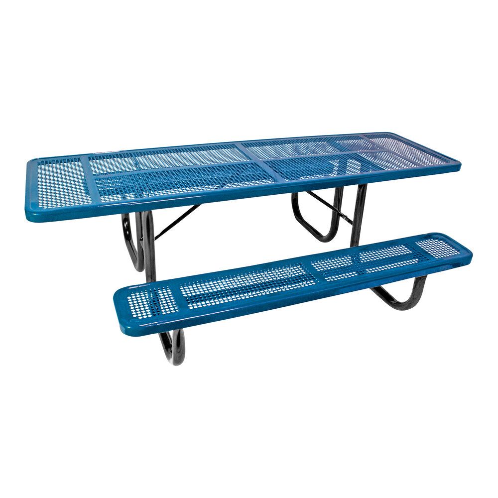 Ultra Site 6' Blue Extra Heavy-Duty Double-Sided ADA Rectangular Perforated Table 72" x 68 15/16" x 30 5/16"