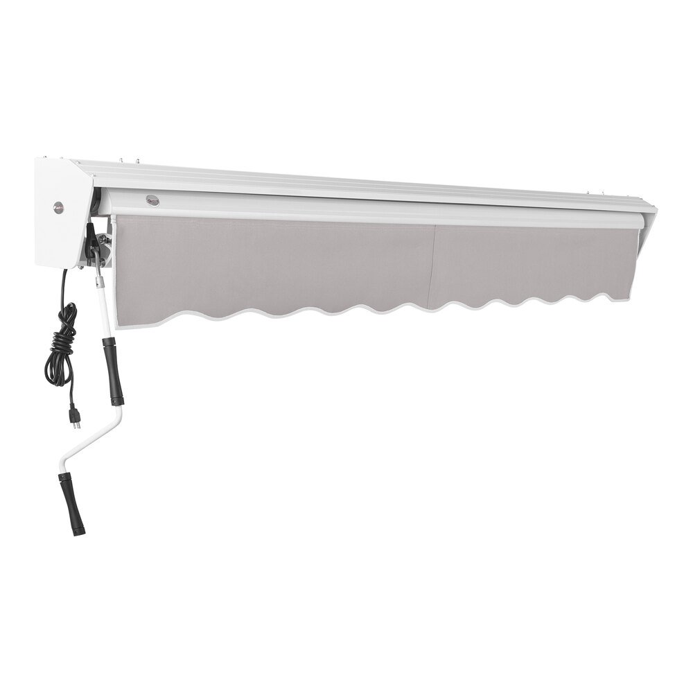 Awntech Destin 12' Gray Heavy-Duty Left Motor Retractable Patio Awning with Protective Hood