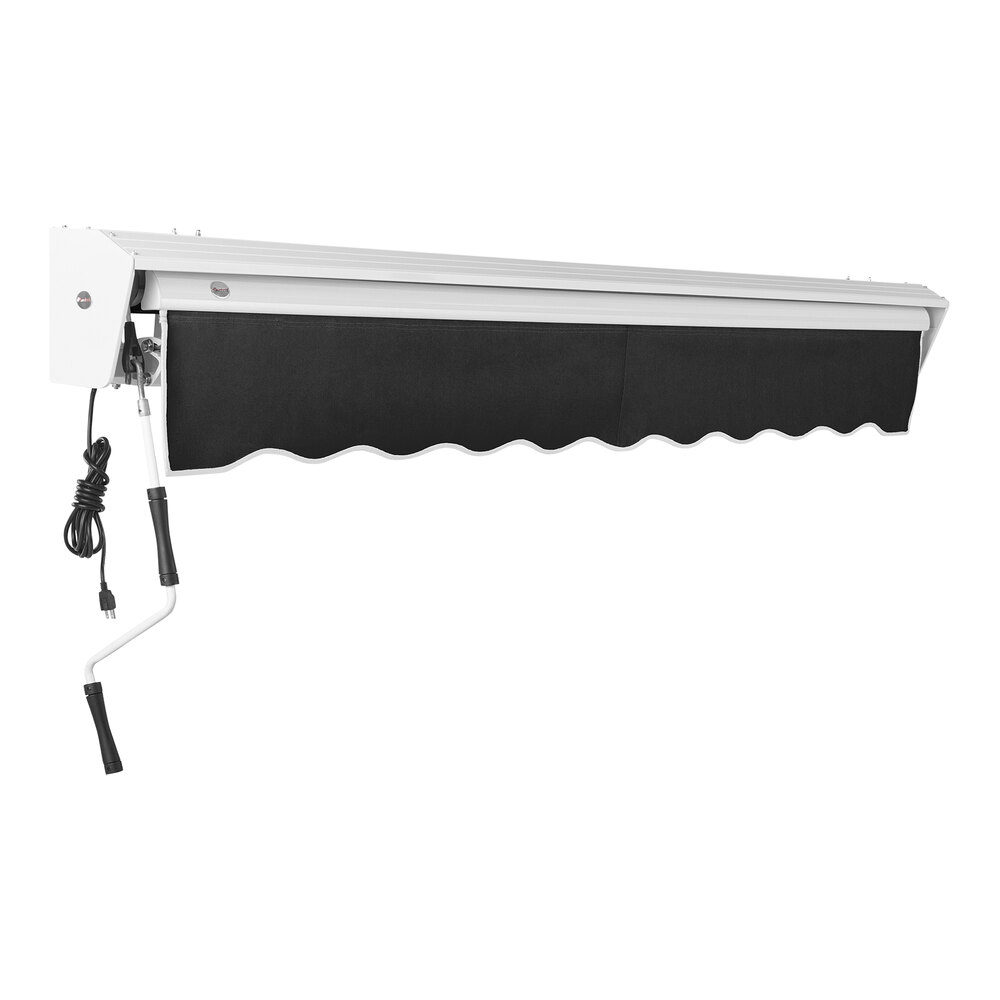 Awntech Destin 14' Black Heavy-Duty Left Motor Retractable Patio Awning with Protective Hood