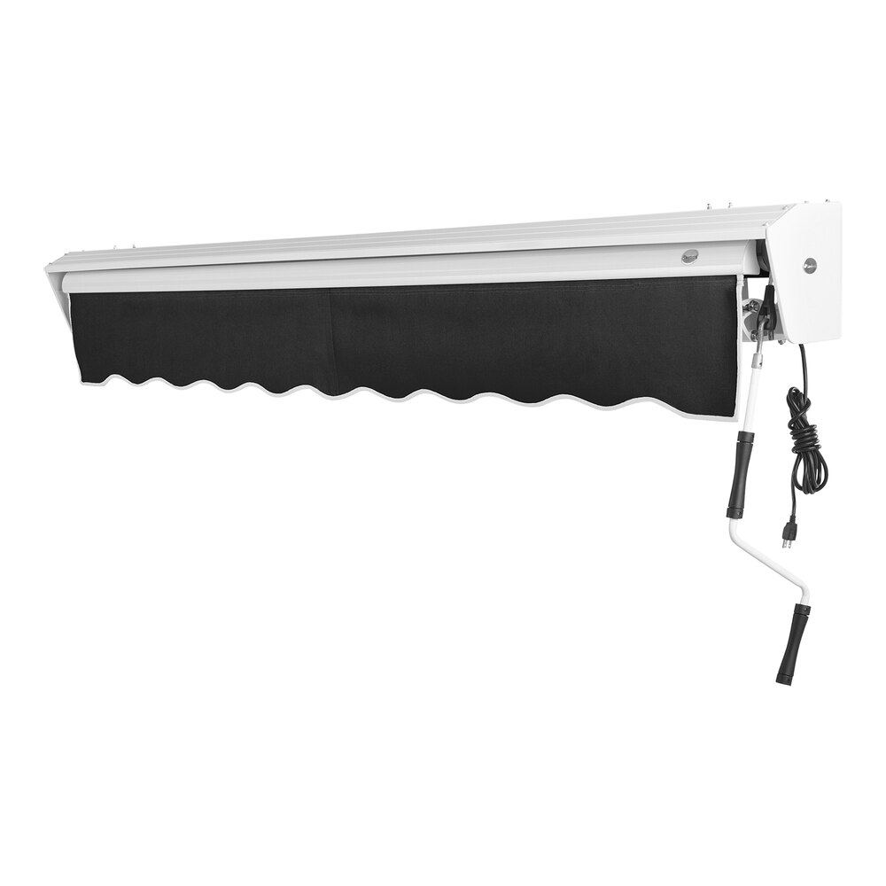 Awntech Destin 16' Black Heavy-Duty Right Motor Retractable Patio Awning with Protective Hood