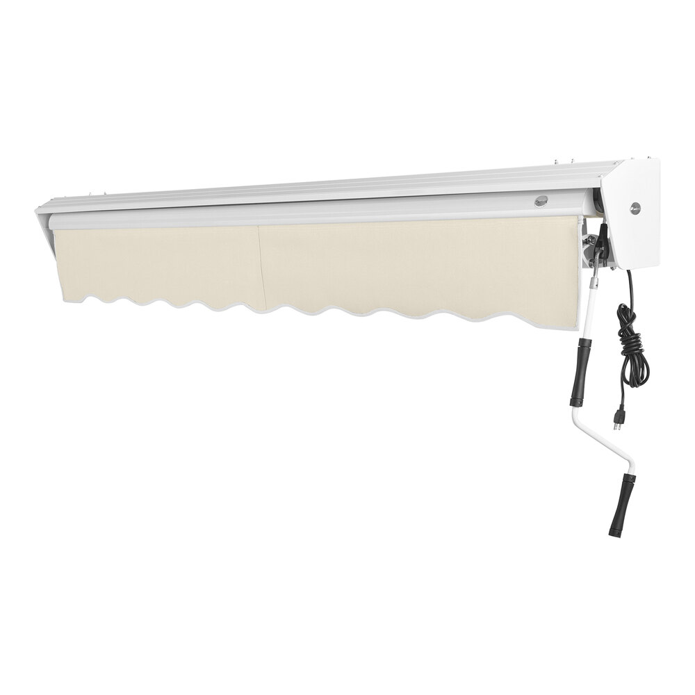 Awntech Destin 12' Linen Heavy-Duty Right Motor Retractable Patio Awning with Protective Hood