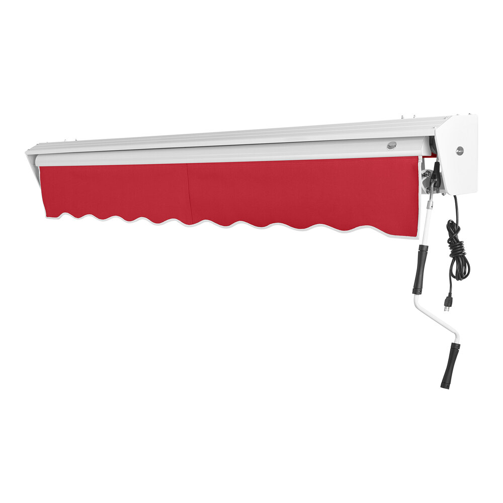 Awntech Destin 16' Red Heavy-Duty Right Motor Retractable Patio Awning with Protective Hood