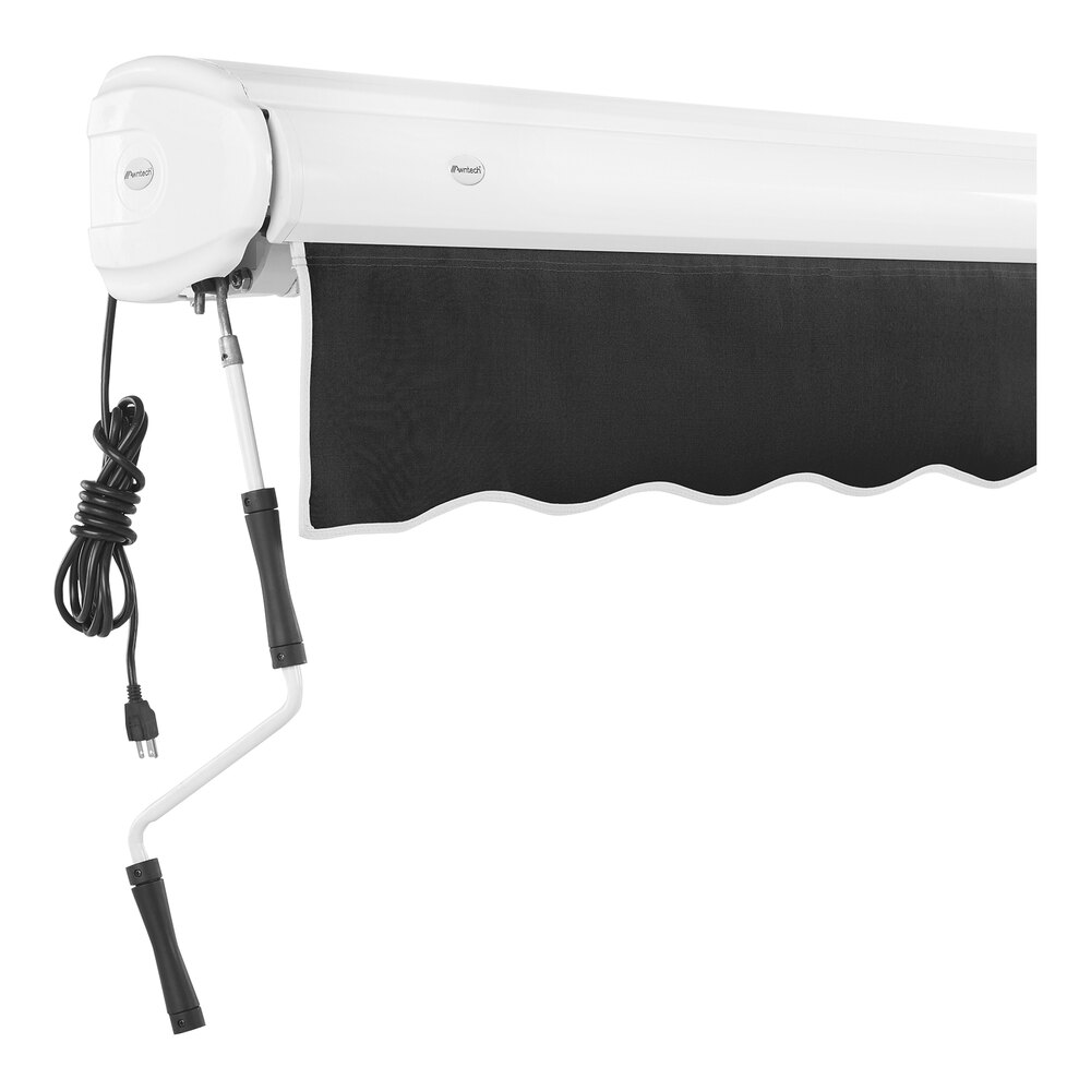 Awntech Key West 14' Black Heavy-Duty Left Motor Retractable Patio Awning with Protective Hood