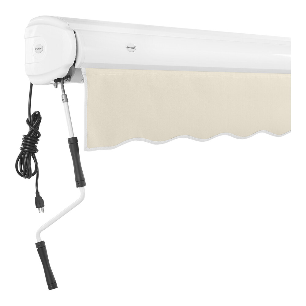 Awntech Key West 16' Linen Heavy-Duty Left Motor Retractable Patio Awning with Protective Hood