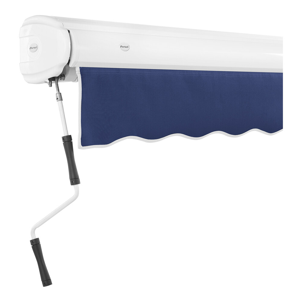 Awntech Key West 16' Navy Heavy-Duty Manual Retractable Patio Awning with Protective Hood