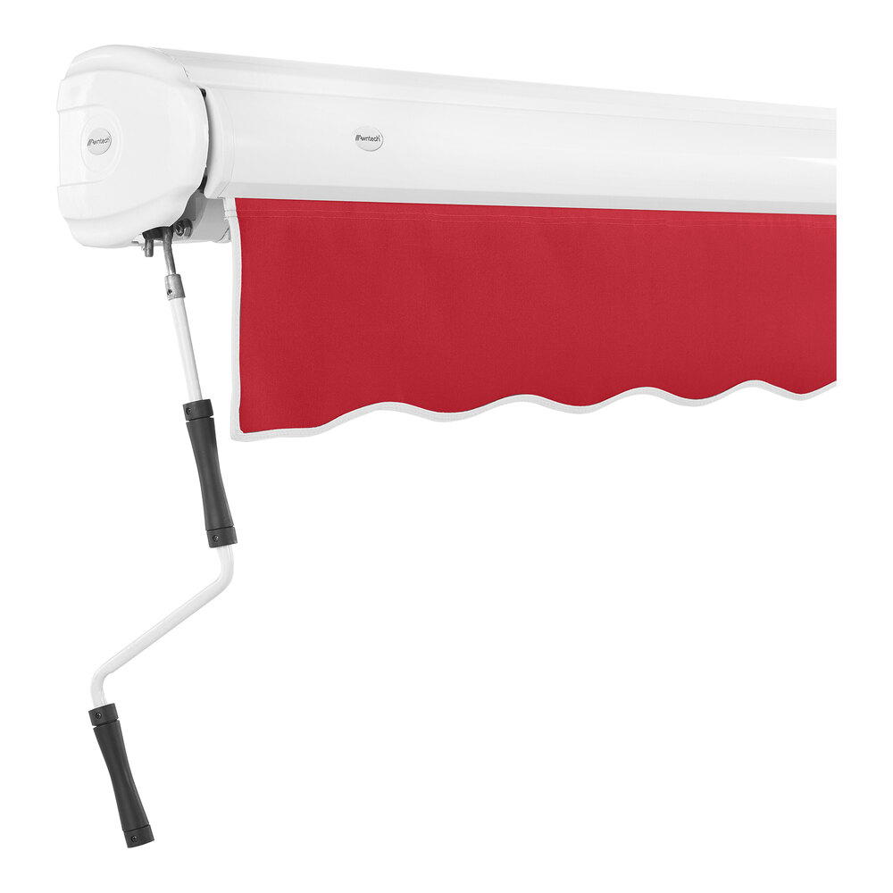 Awntech Key West 14' Red Heavy-Duty Manual Retractable Patio Awning with Protective Hood