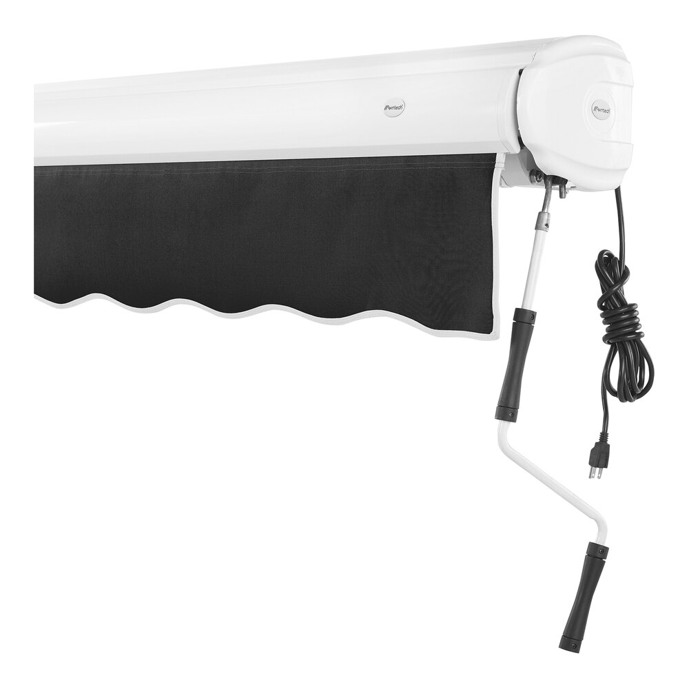 Awntech Key West 16' Black Heavy-Duty Right Motor Retractable Patio Awning with Protective Hood