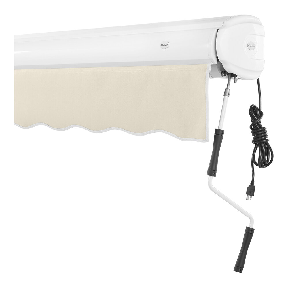 Awntech Key West 16' Linen Heavy-Duty Right Motor Retractable Patio Awning with Protective Hood