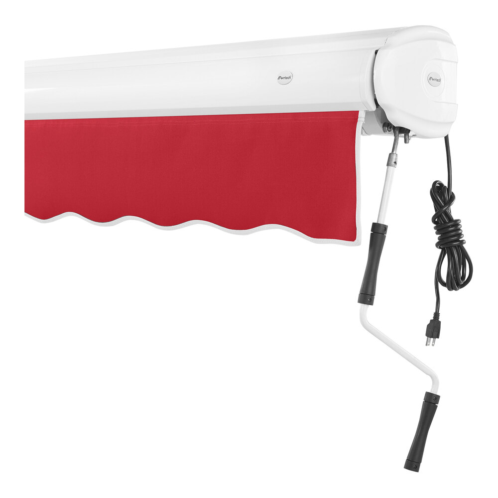 Awntech Key West 14' Red Heavy-Duty Right Motor Retractable Patio Awning with Protective Hood