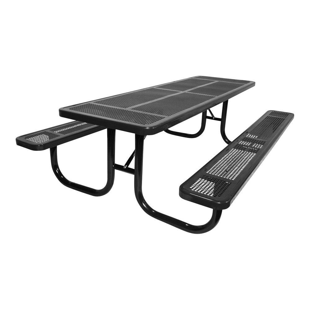 Ultra Site 4' Black Heavy-Duty Rectangular Perforated Table 48" x 64 13/16" x 30 5/16"